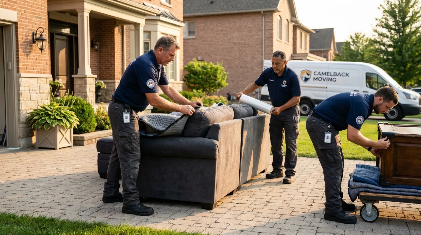 Large estate moving crew wrapping furniture in Benson, NC